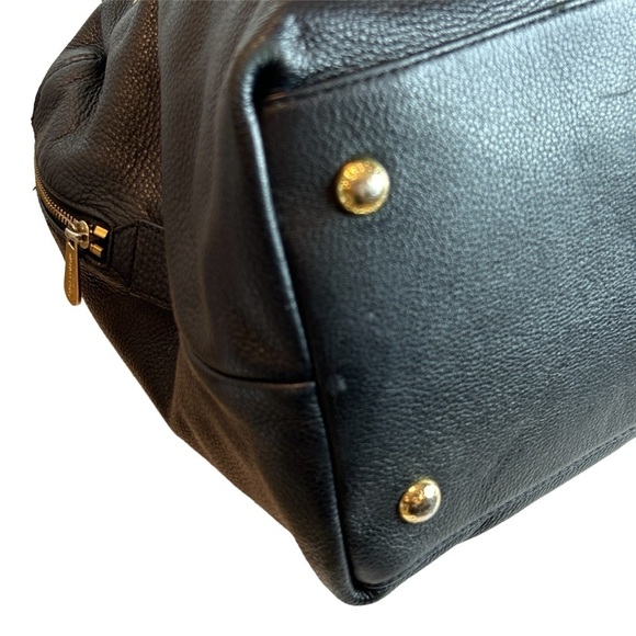 MICHAEL Kors Hamilton  Black Pebbled Leather Weekender Overnight Bag Gold Logo - Picture 5 of 12